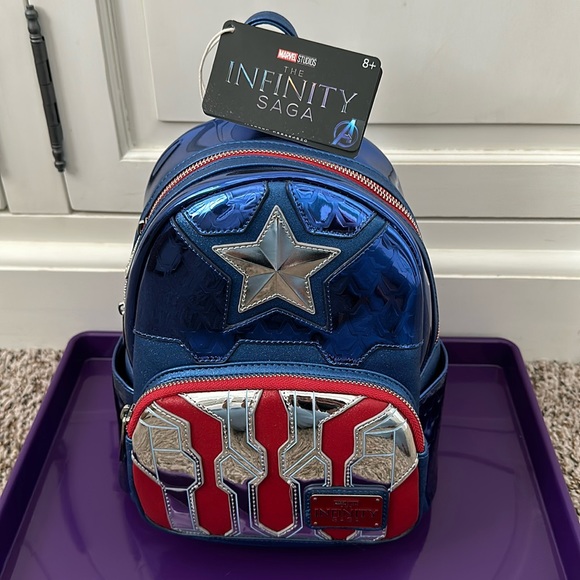Loungefly Handbags - Loungefly Marvel Shine Captain America Mini Backpack